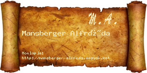 Mansberger Alfréda névjegykártya